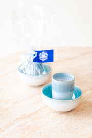 Geschenkset Müsli+Becher weiß/blau